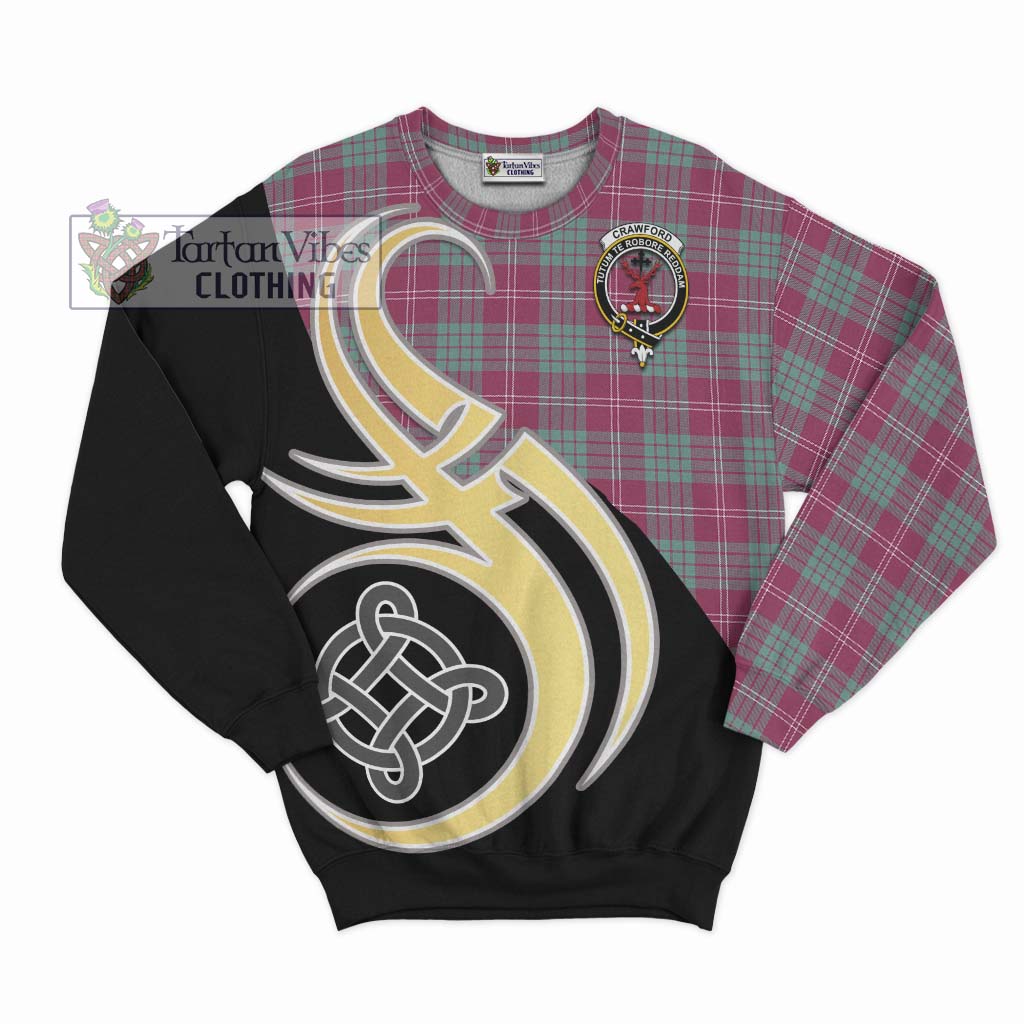 Tartan Vibes Clothing Crawford Ancient Tartan Sweatshirt with Family Crest and Celtic Symbol Style