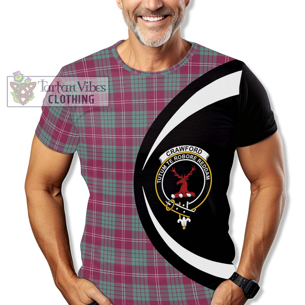 Tartan Vibes Clothing Crawford Ancient Tartan T-Shirt with Family Crest Circle Style