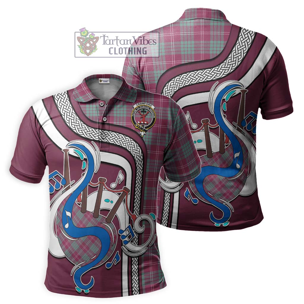 Tartan Vibes Clothing Crawford Ancient Tartan Polo Shirt with Epic Bagpipe Style