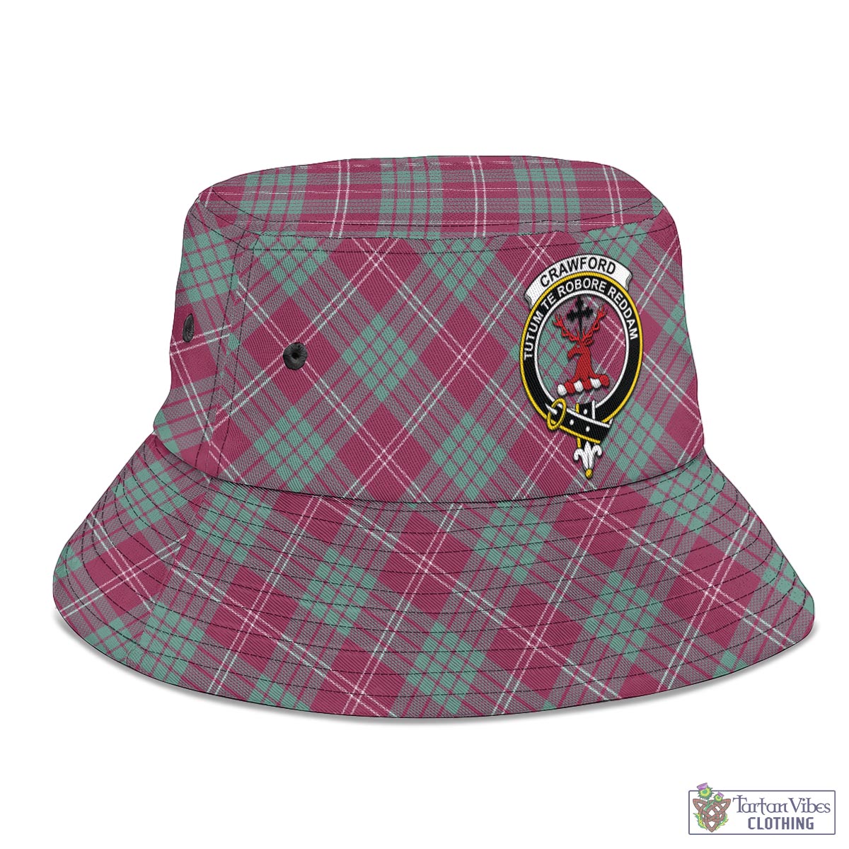 Tartan Vibes Clothing Crawford Ancient Tartan Bucket Hat with Family Crest