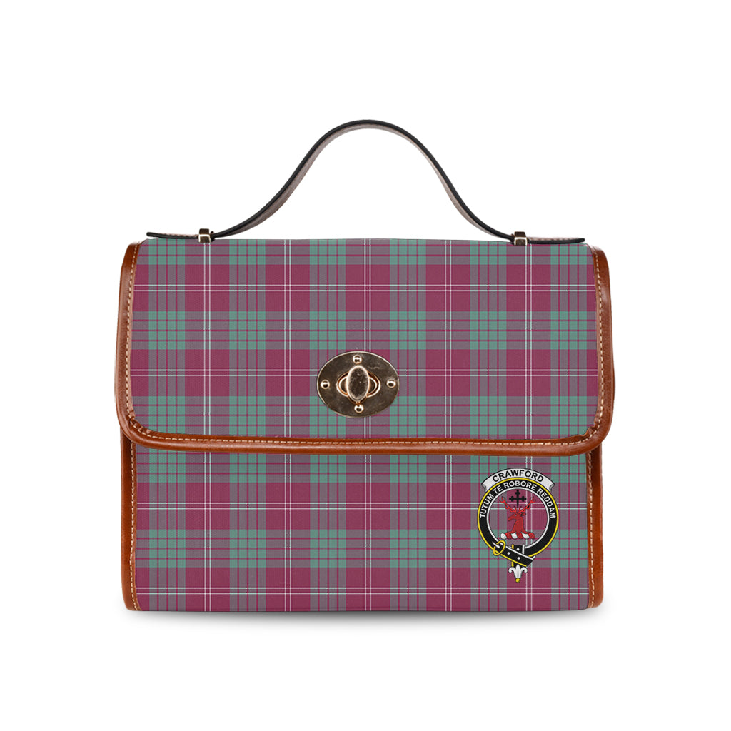 crawford-ancient-tartan-leather-strap-waterproof-canvas-bag-with-family-crest