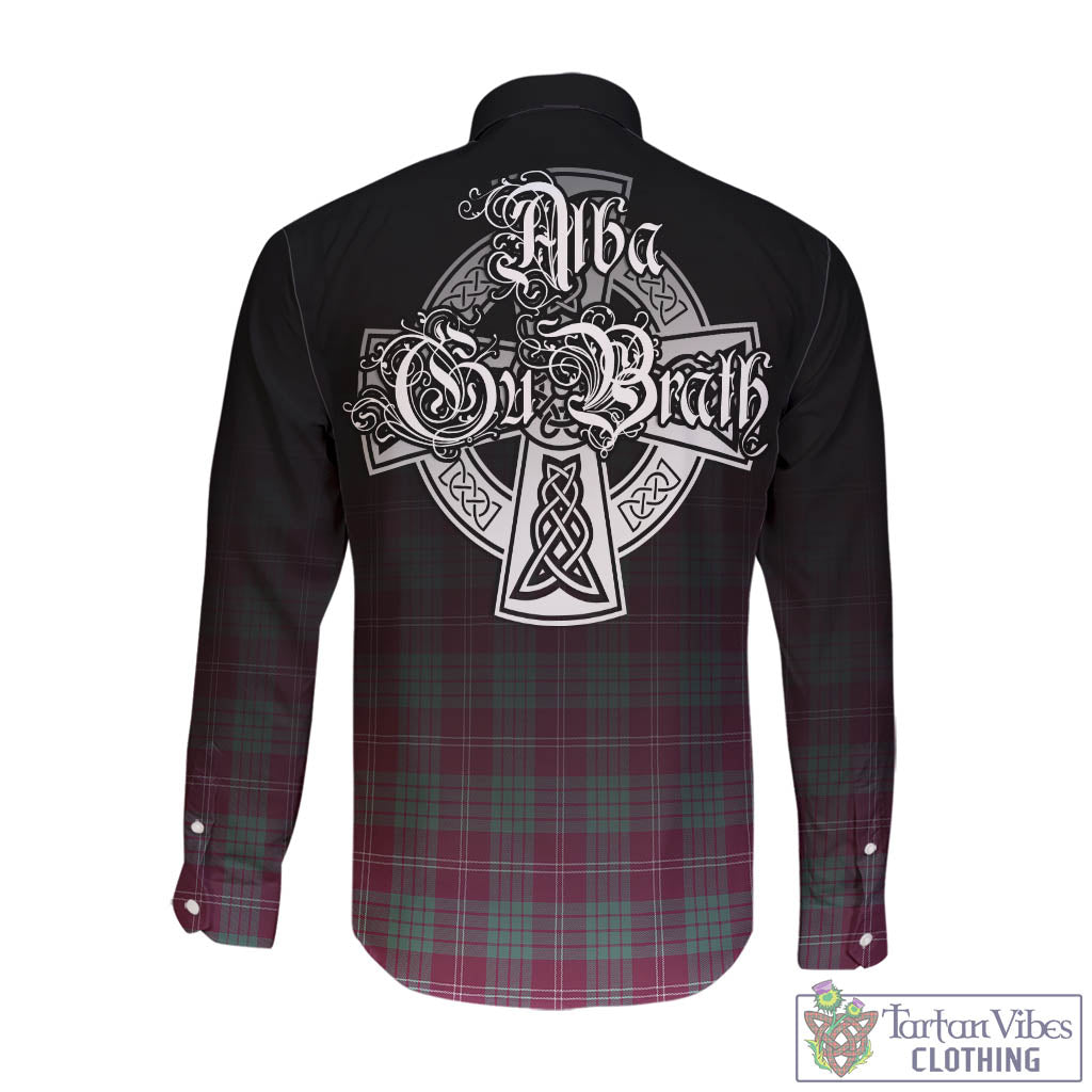 Tartan Vibes Clothing Crawford Ancient Tartan Long Sleeve Button Up Featuring Alba Gu Brath Family Crest Celtic Inspired