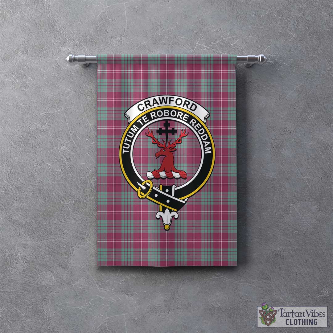 Tartan Vibes Clothing Crawford Ancient Tartan Gonfalon, Tartan Banner with Family Crest