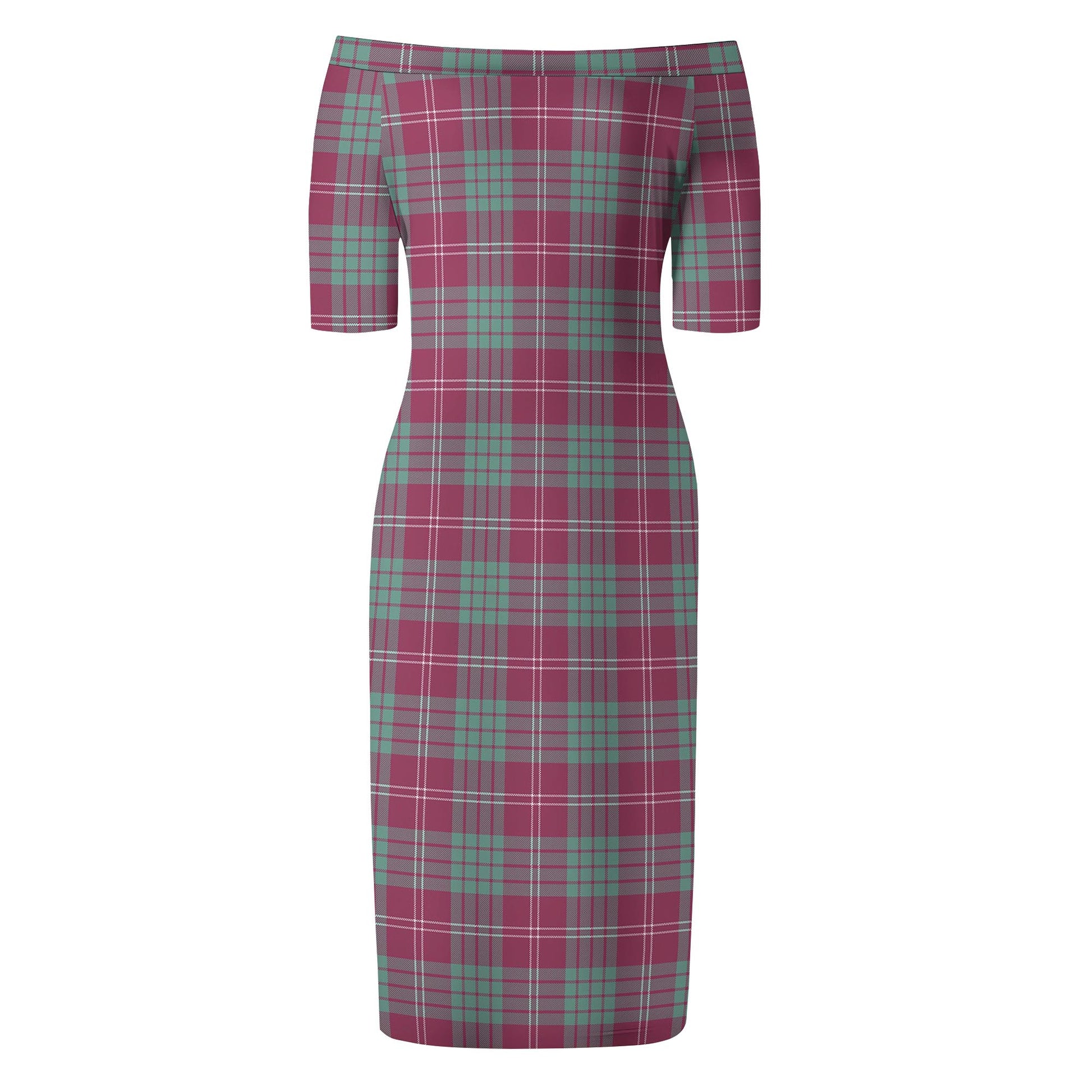 Crawford Ancient Tartan Off Shoulder Lady Dress - Tartanvibesclothing