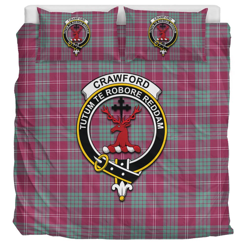 Crawford Ancient Tartan Bedding Set with Family Crest UK Bedding Set UK Super King 104*94 inch - Tartan Vibes Clothing