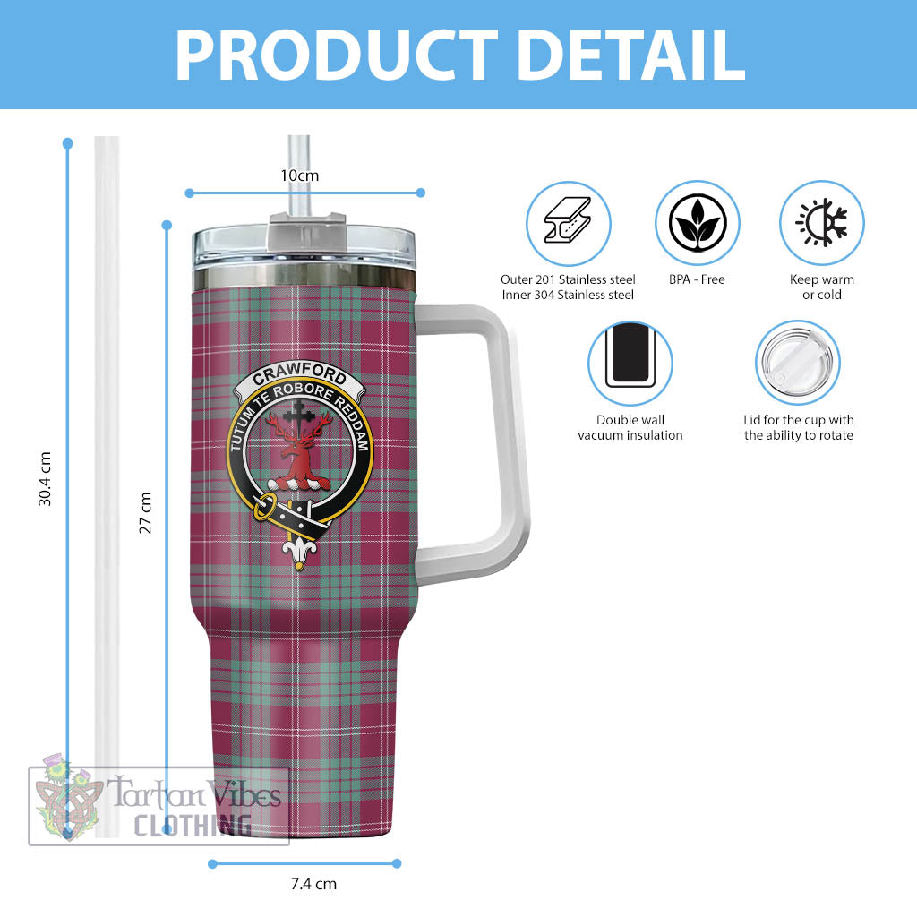 Tartan Vibes Clothing Crawford Ancient Tartan and Family Crest Tumbler with Handle