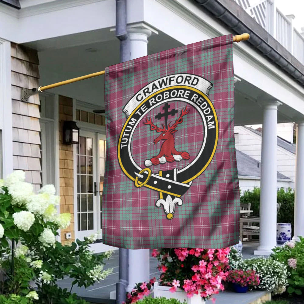 Crawford Ancient Tartan Flag with Family Crest - Tartan Vibes Clothing