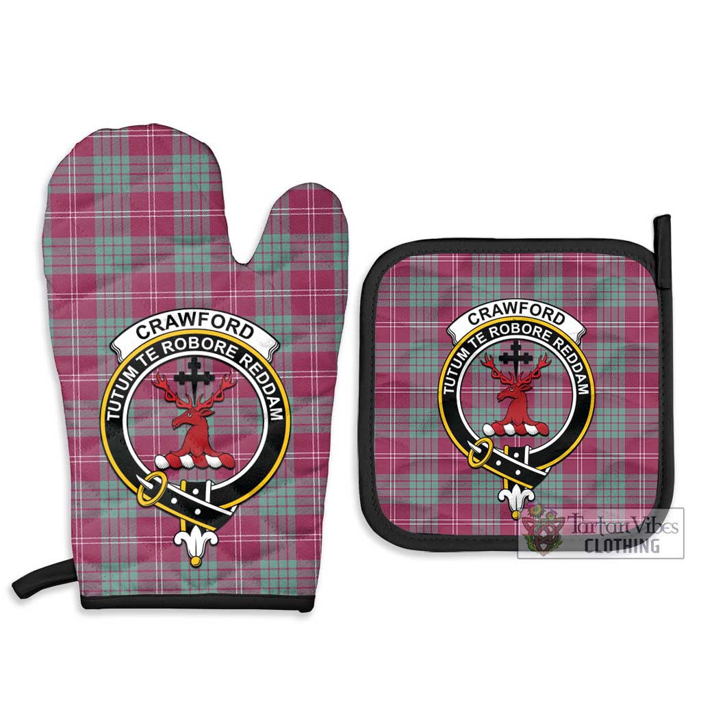 Tartan Vibes Clothing Crawford Ancient Tartan Combo Oven Mitt & Pot-Holder with Family Crest