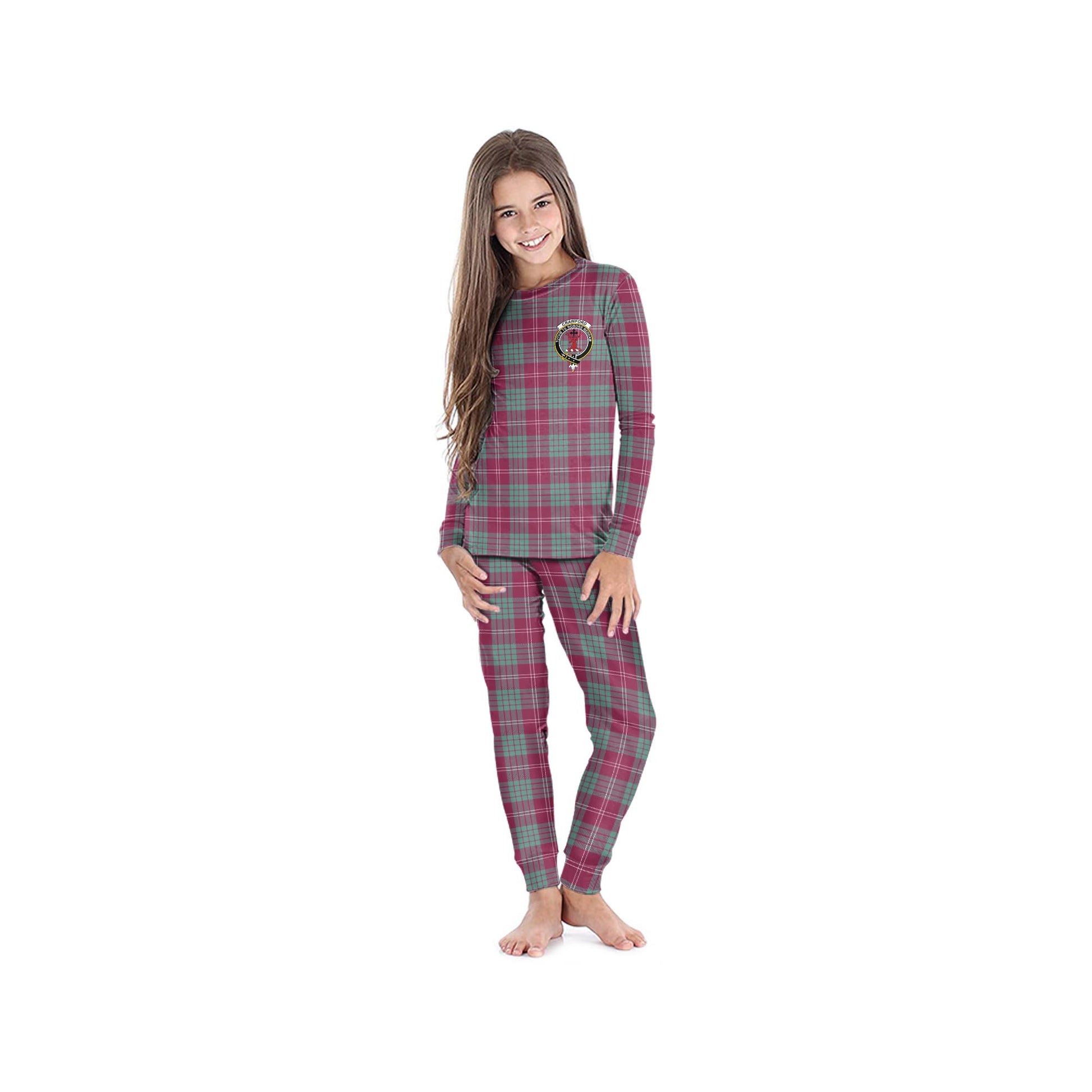 Crawford Ancient Tartan Pajamas Family Set with Family Crest - Tartanvibesclothing