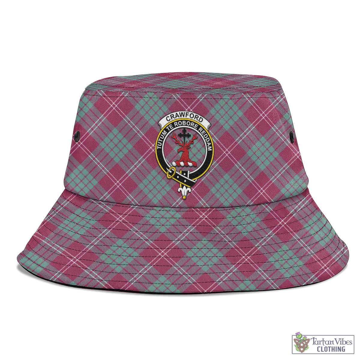 Tartan Vibes Clothing Crawford Ancient Tartan Bucket Hat with Family Crest