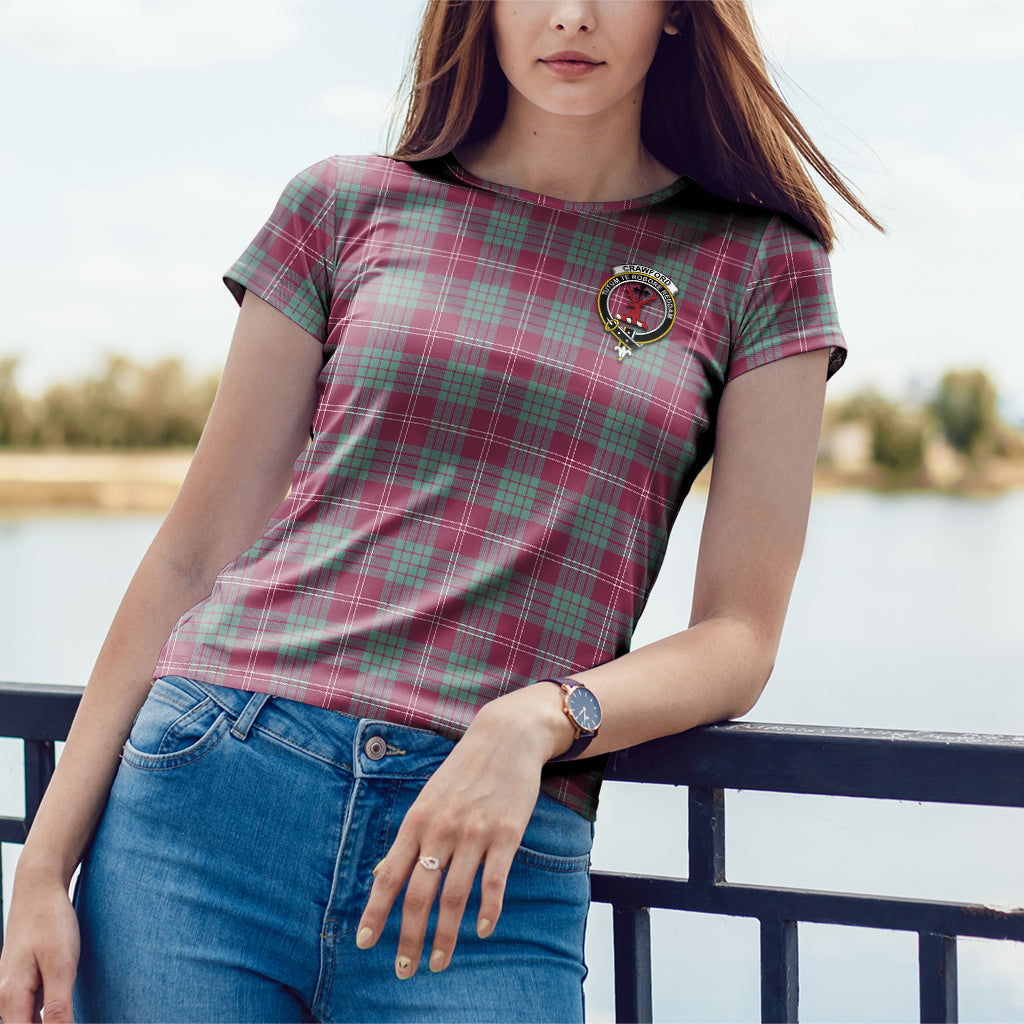 Crawford Ancient Tartan T-Shirt with Family Crest - Tartan Vibes Clothing