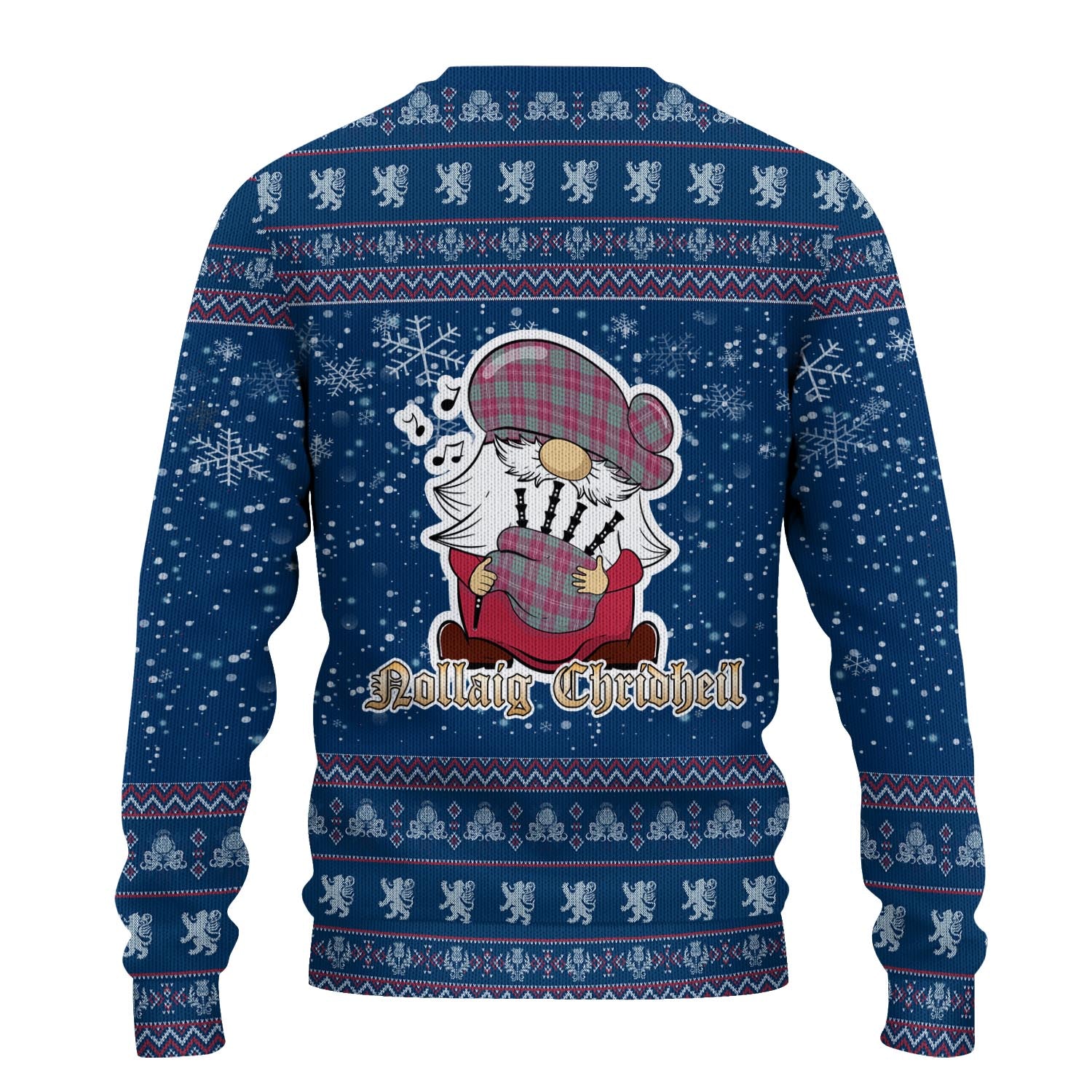 Crawford Ancient Clan Christmas Family Knitted Sweater with Funny Gnome Playing Bagpipes - Tartanvibesclothing