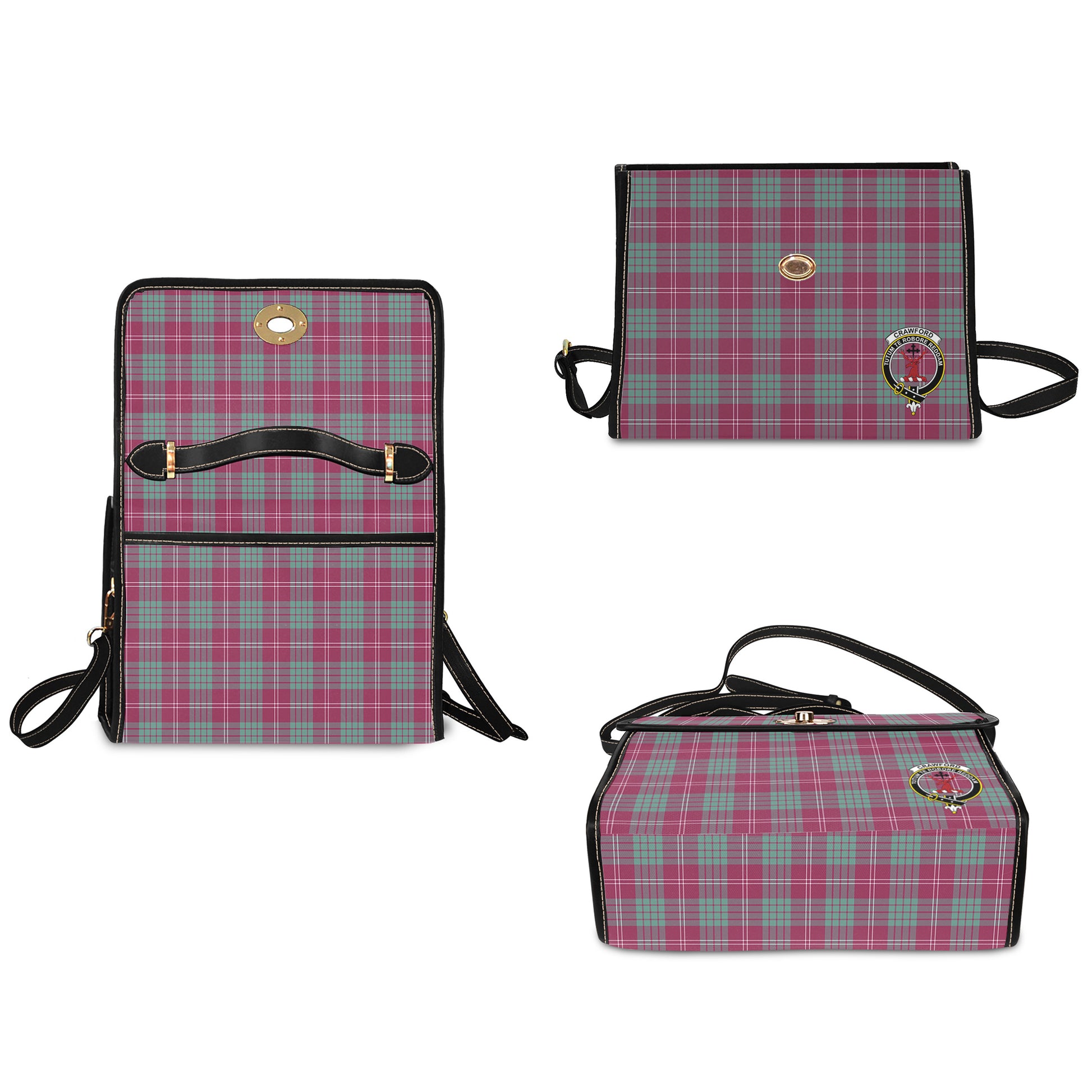 crawford-ancient-tartan-leather-strap-waterproof-canvas-bag-with-family-crest