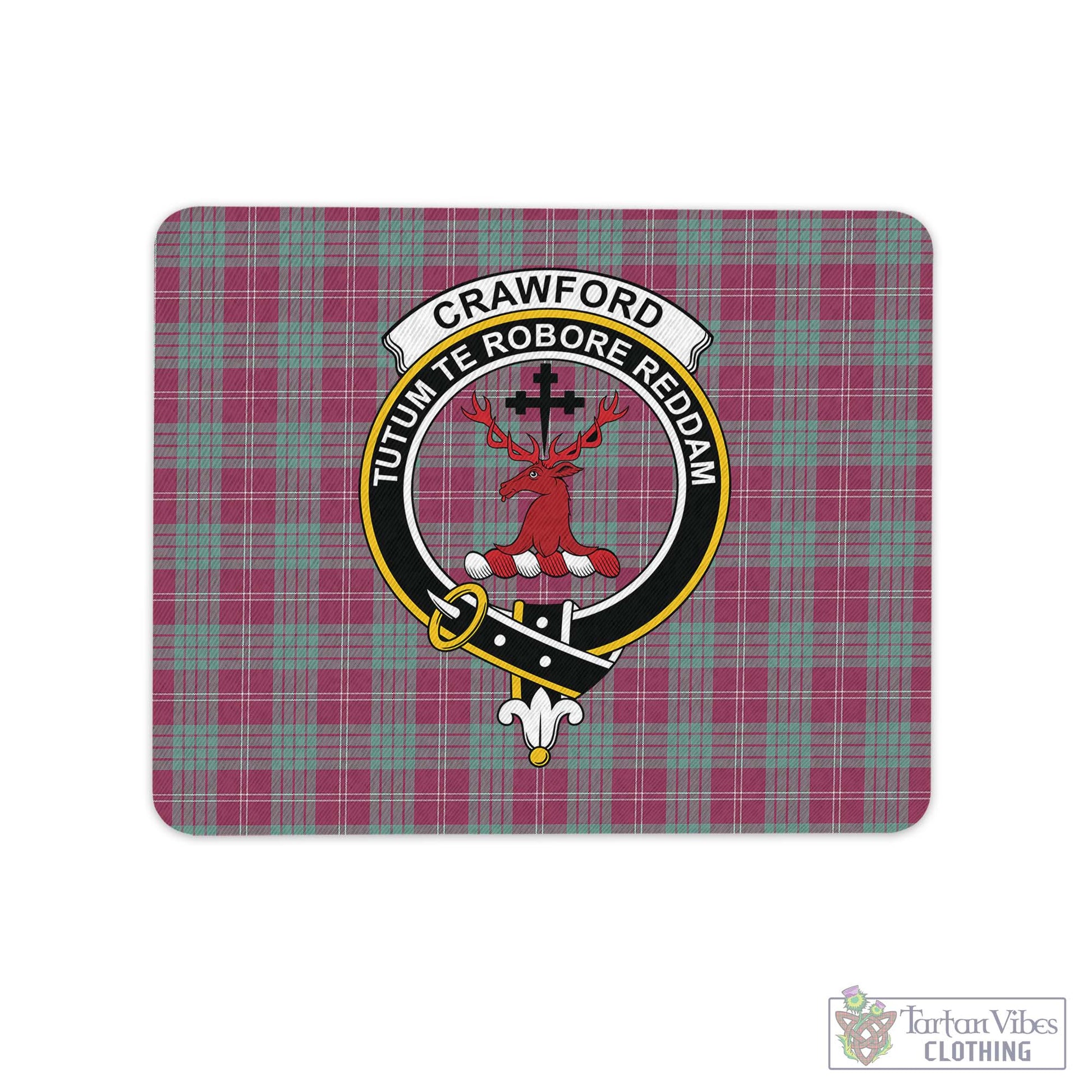 Tartan Vibes Clothing Crawford Ancient Tartan Mouse Pad with Family Crest