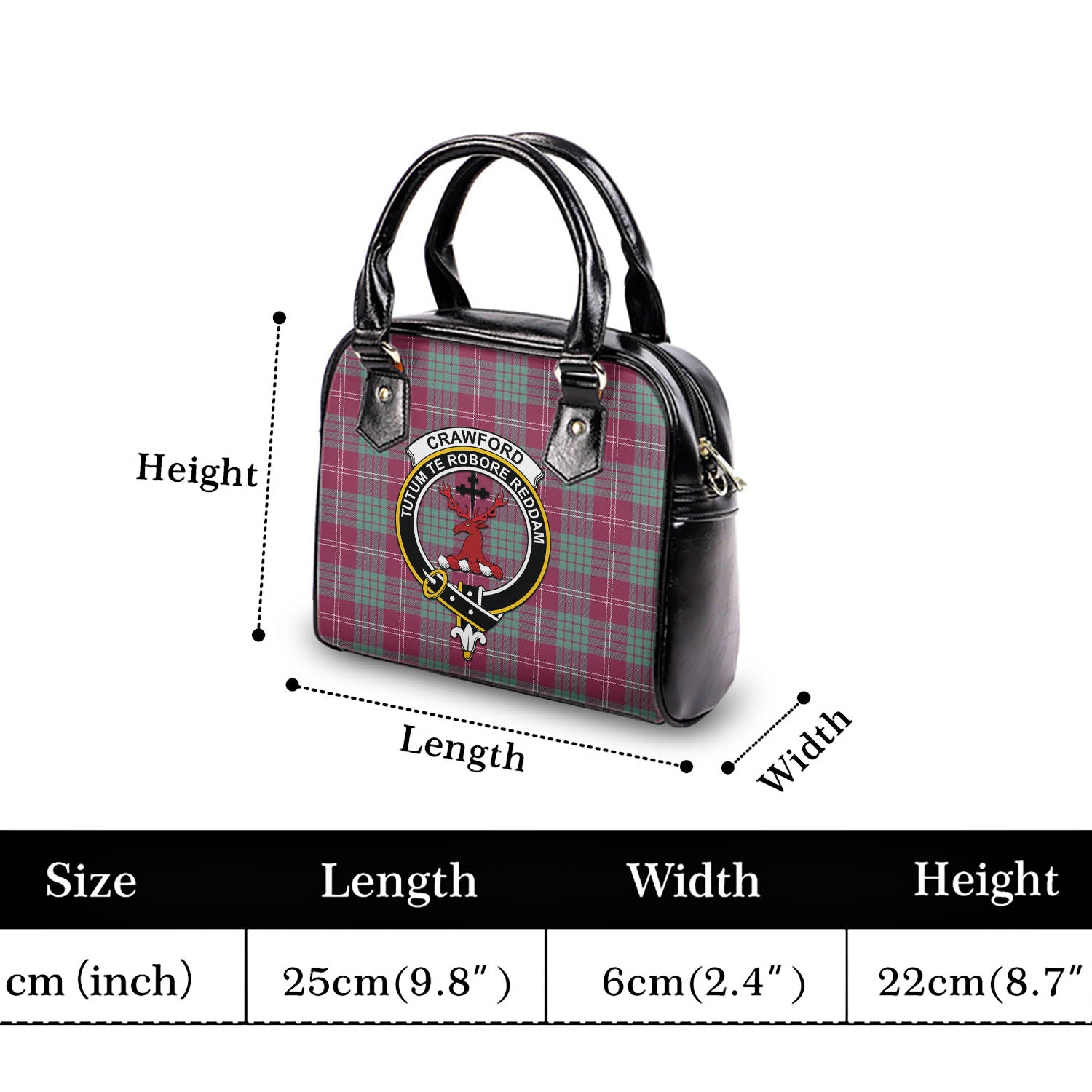 Crawford Ancient Tartan Shoulder Handbags with Family Crest - Tartanvibesclothing