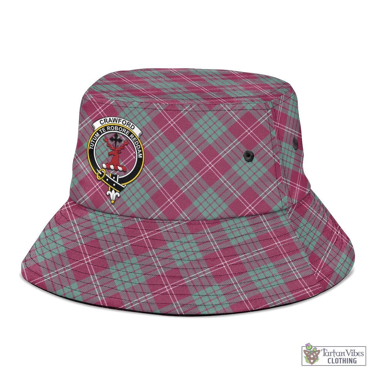 Tartan Vibes Clothing Crawford Ancient Tartan Bucket Hat with Family Crest