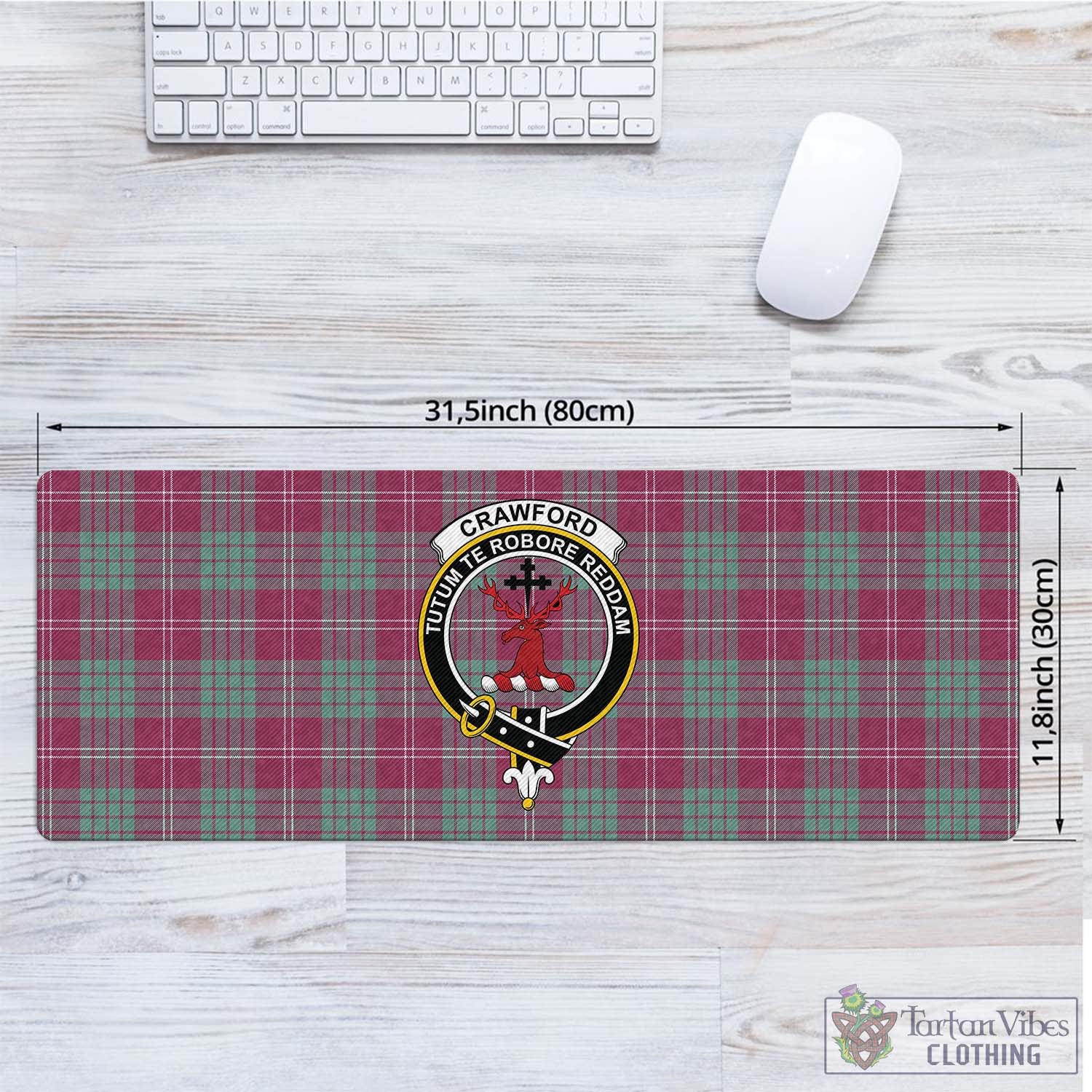 Tartan Vibes Clothing Crawford Ancient Tartan Mouse Pad with Family Crest