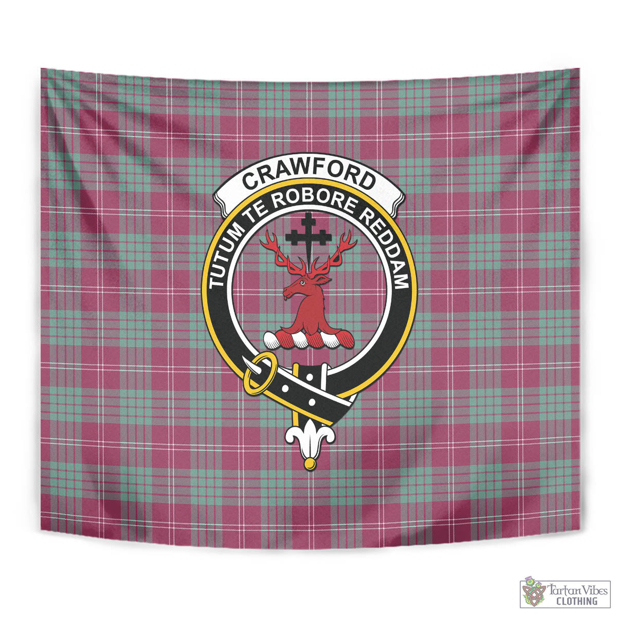 Tartan Vibes Clothing Crawford Ancient Tartan Tapestry Wall Hanging and Home Decor for Room with Family Crest