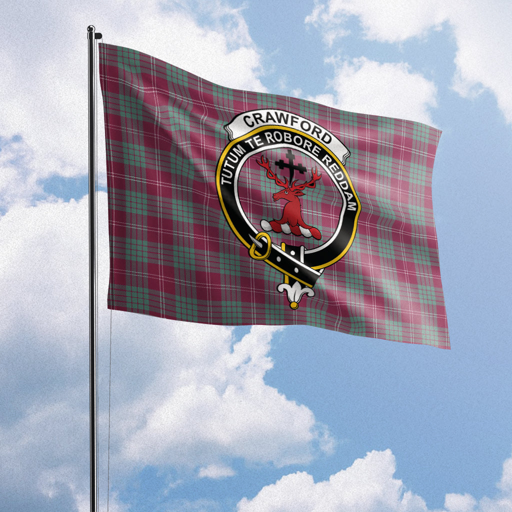 Crawford Ancient Tartan Flag with Family Crest House Flag (Horizontal) - Tartan Vibes Clothing