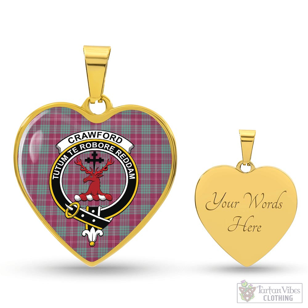 Tartan Vibes Clothing Crawford Ancient Tartan Heart Necklace with Family Crest