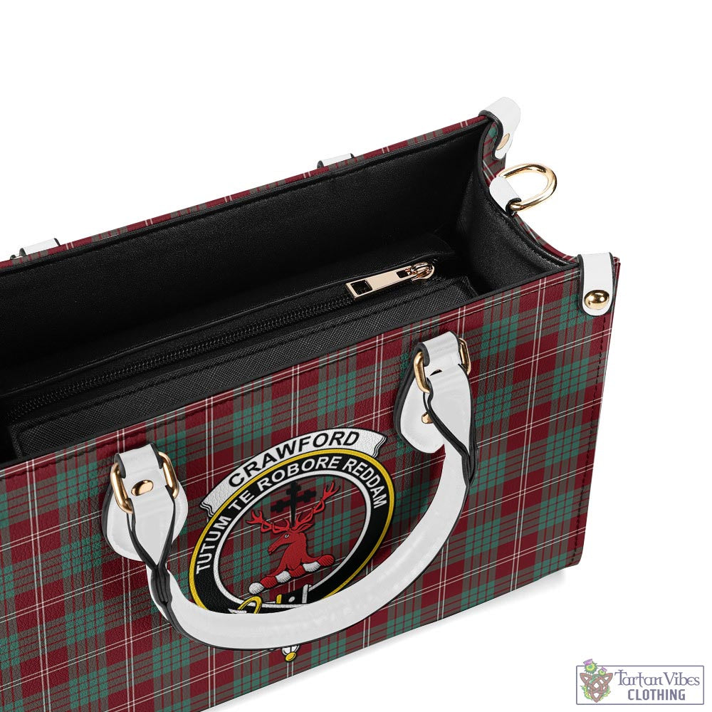 Tartan Vibes Clothing Crawford Modern Tartan Luxury Leather Handbags with Family Crest