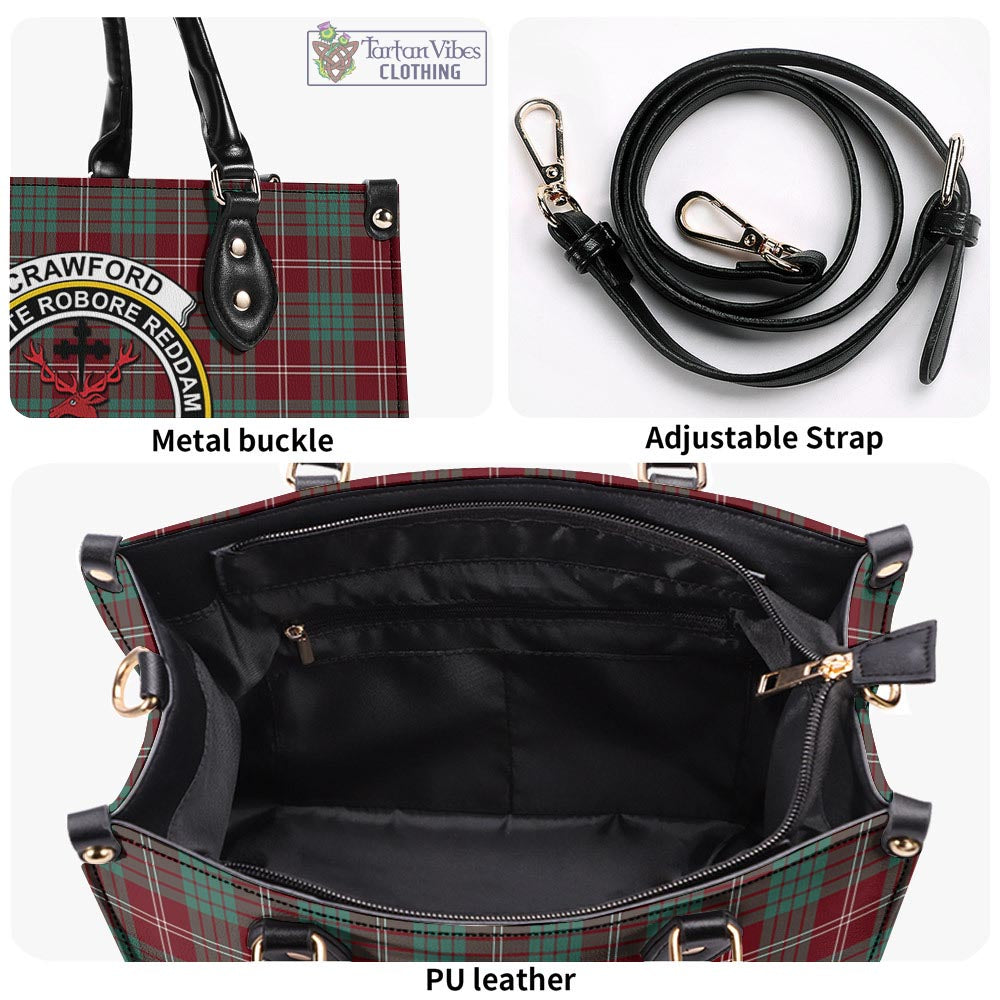 Tartan Vibes Clothing Crawford Modern Tartan Luxury Leather Handbags with Family Crest