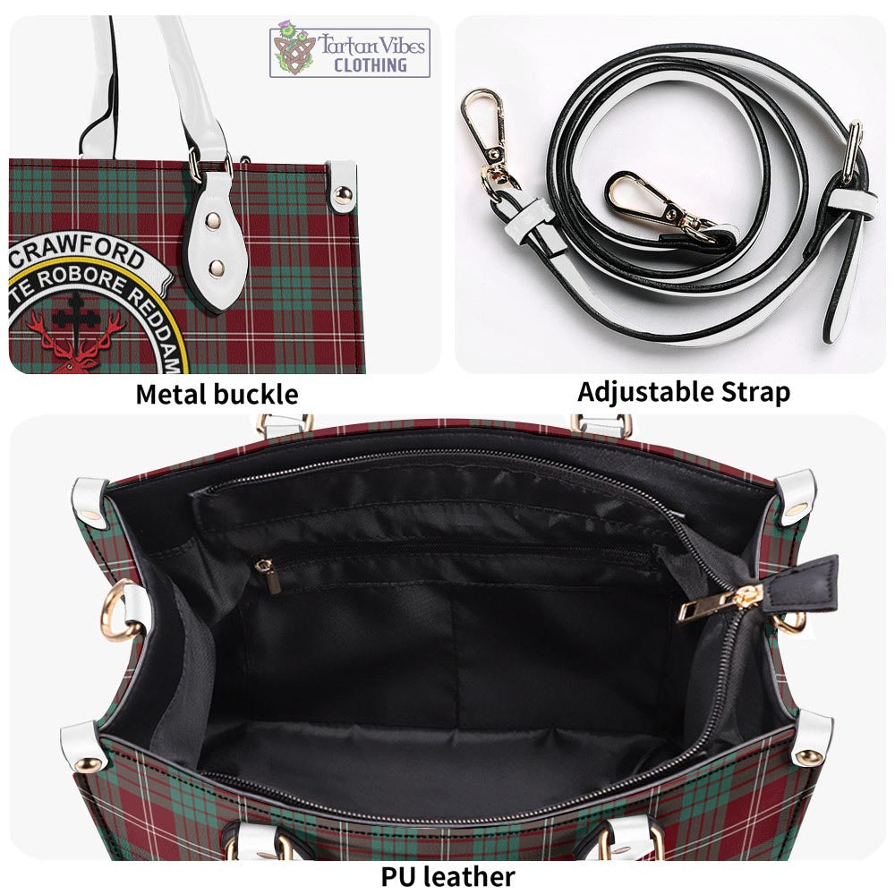 Tartan Vibes Clothing Crawford Modern Tartan Luxury Leather Handbags with Family Crest