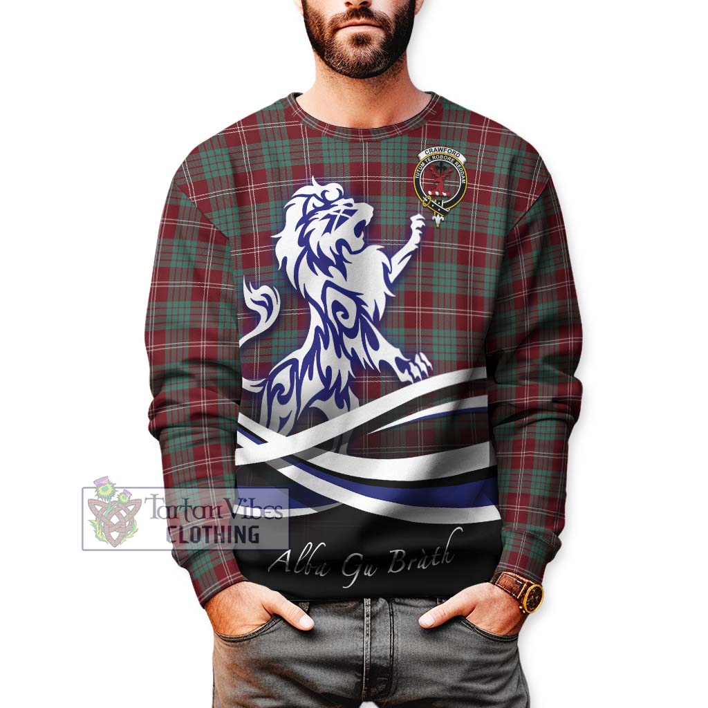 Tartan Vibes Clothing Crawford Modern Tartan Sweatshirt with Alba Gu Brath Regal Lion Emblem