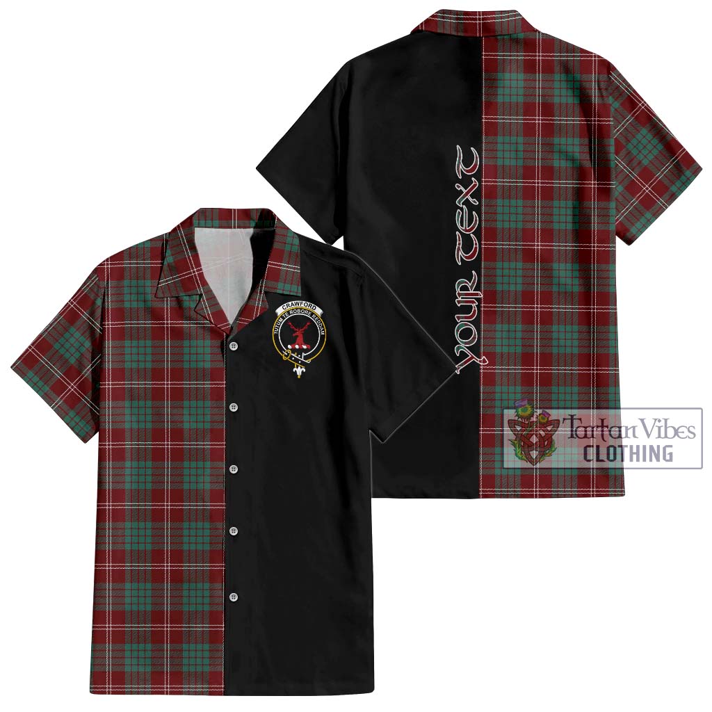 Tartan Vibes Clothing Crawford Modern Tartan Short Sleeve Button Shirt with Family Crest and Half Of Me Style