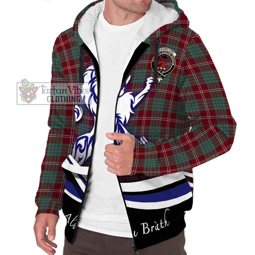 Tartan Vibes Clothing Crawford Modern Tartan Sherpa Hoodie with Alba Gu Brath Regal Lion Emblem