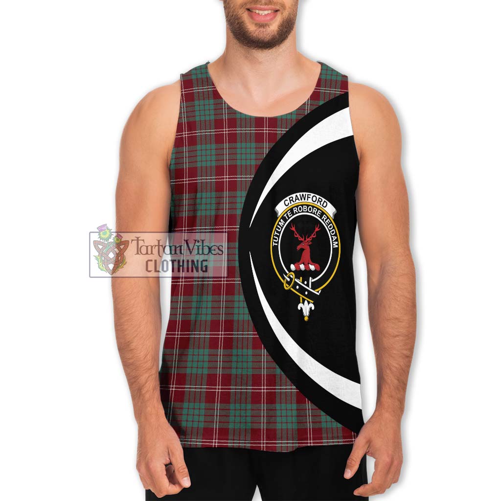 Tartan Vibes Clothing Crawford Modern Tartan Men's Tank Top with Family Crest Circle Style