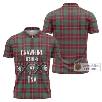 Crawford Modern Tartan Zipper Polo Shirt with Family Crest DNA In Me Style