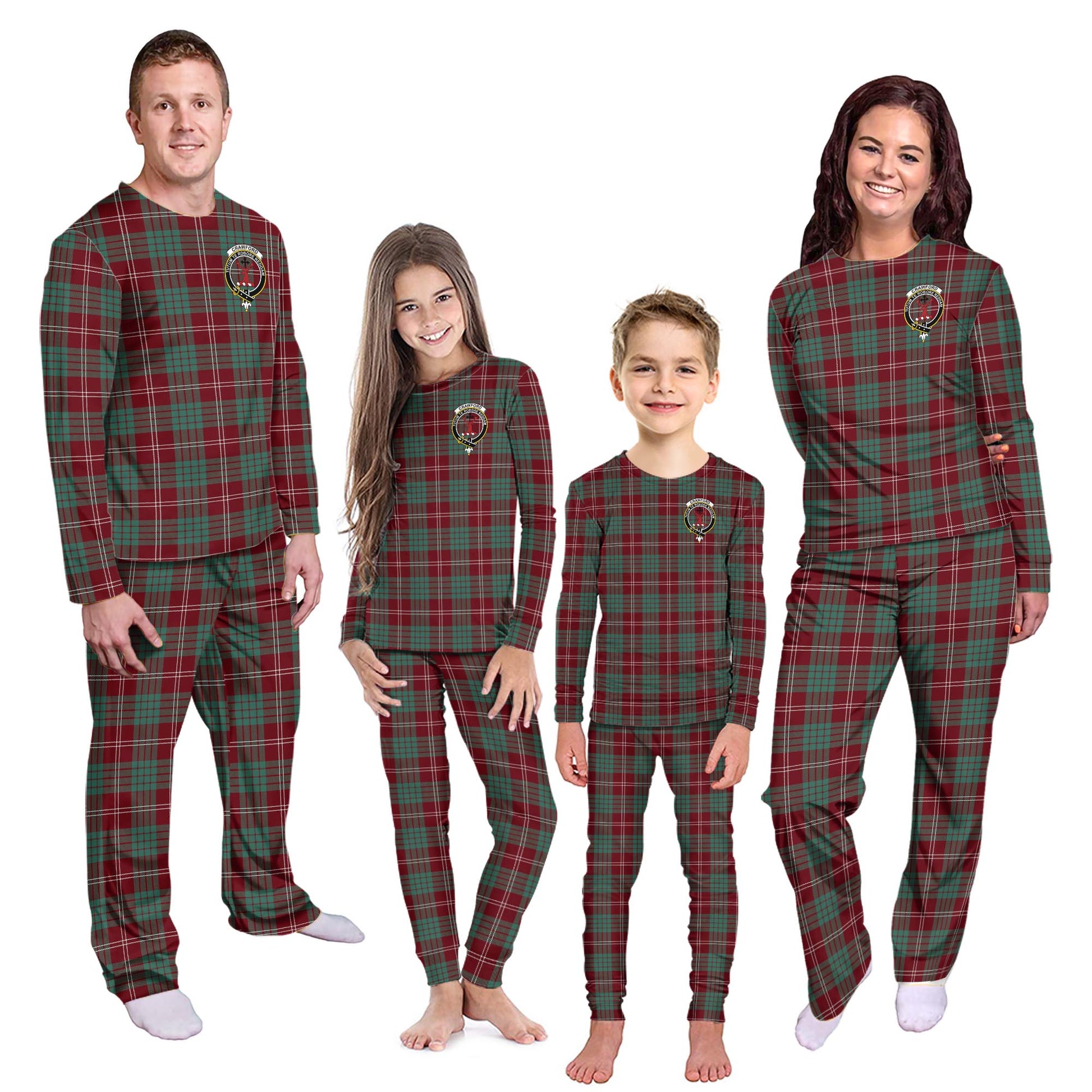 Crawford Modern Tartan Pajamas Family Set with Family Crest - Tartanvibesclothing