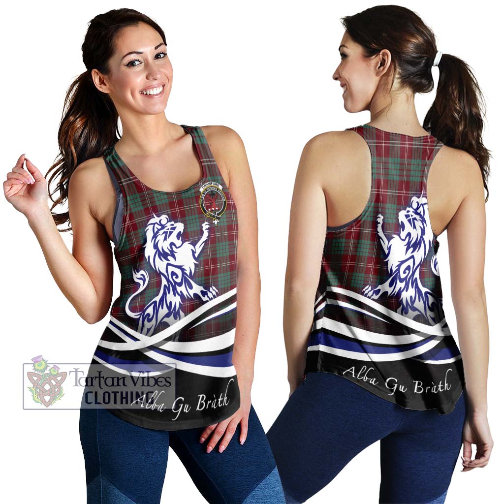 Tartan Vibes Clothing Crawford Modern Tartan Women's Racerback Tanks with Alba Gu Brath Regal Lion Emblem