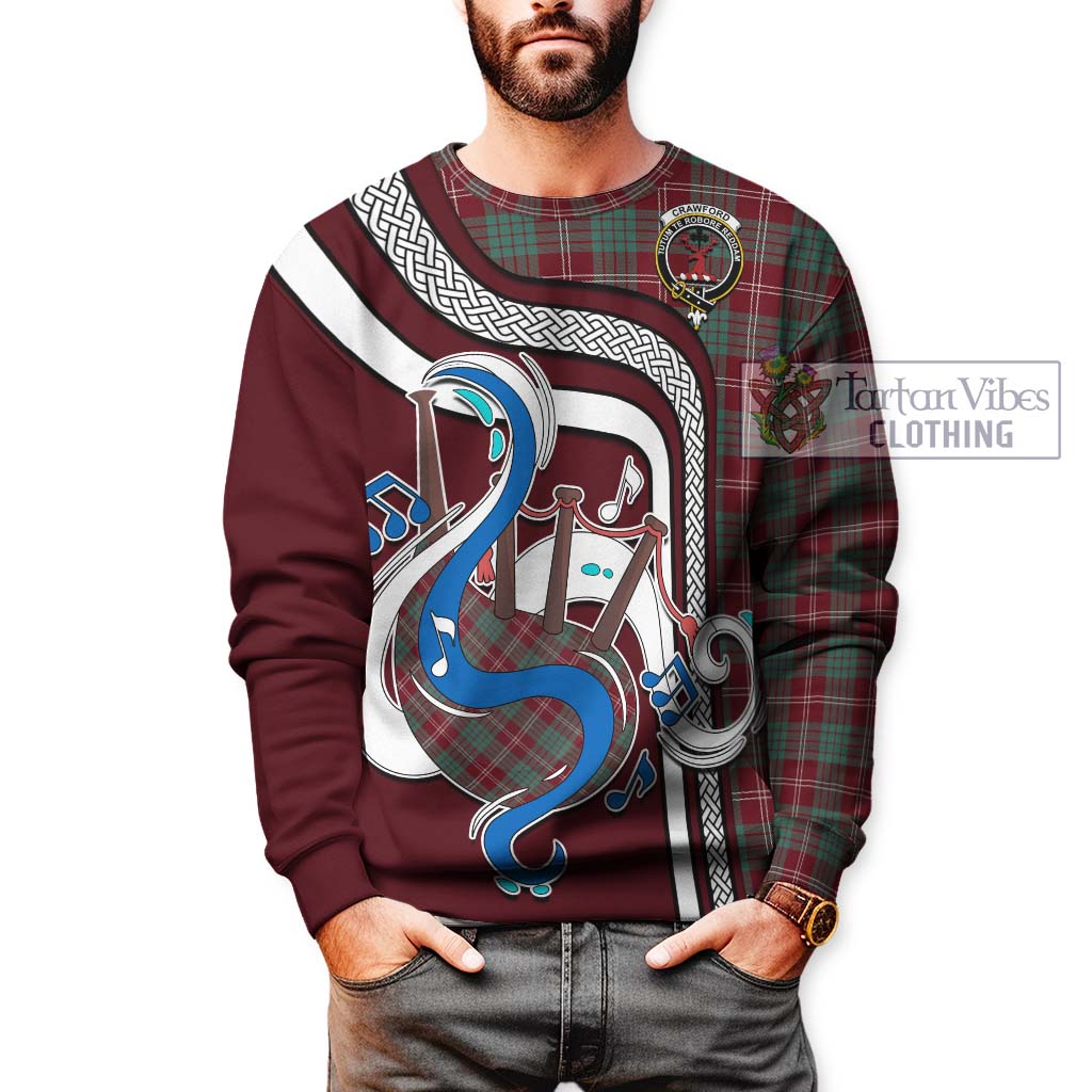 Tartan Vibes Clothing Crawford Modern Tartan Sweatshirt with Epic Bagpipe Style