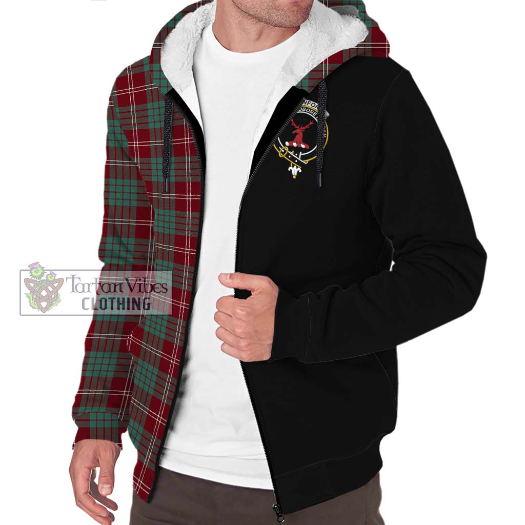 Tartan Vibes Clothing Crawford Modern Tartan Sherpa Hoodie with Family Crest and Half Of Me Style