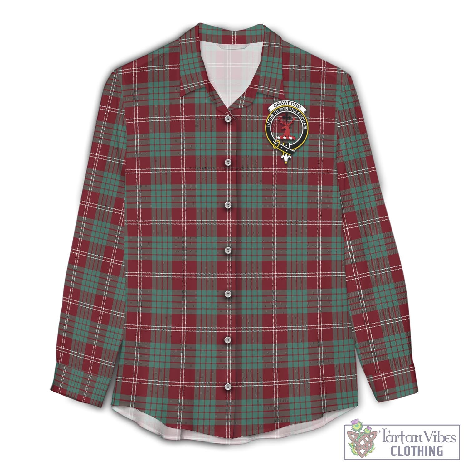 Tartan Vibes Clothing Crawford Modern Tartan Womens Casual Shirt with Family Crest