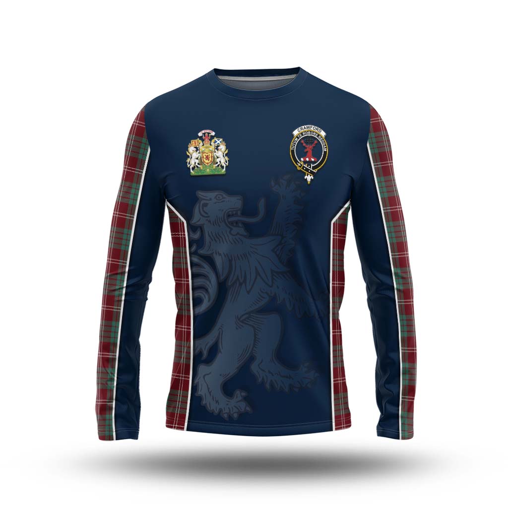 Tartan Vibes Clothing Crawford Modern Tartan Long Sleeve T-Shirt with Family Crest and Lion Rampant Vibes Sport Style