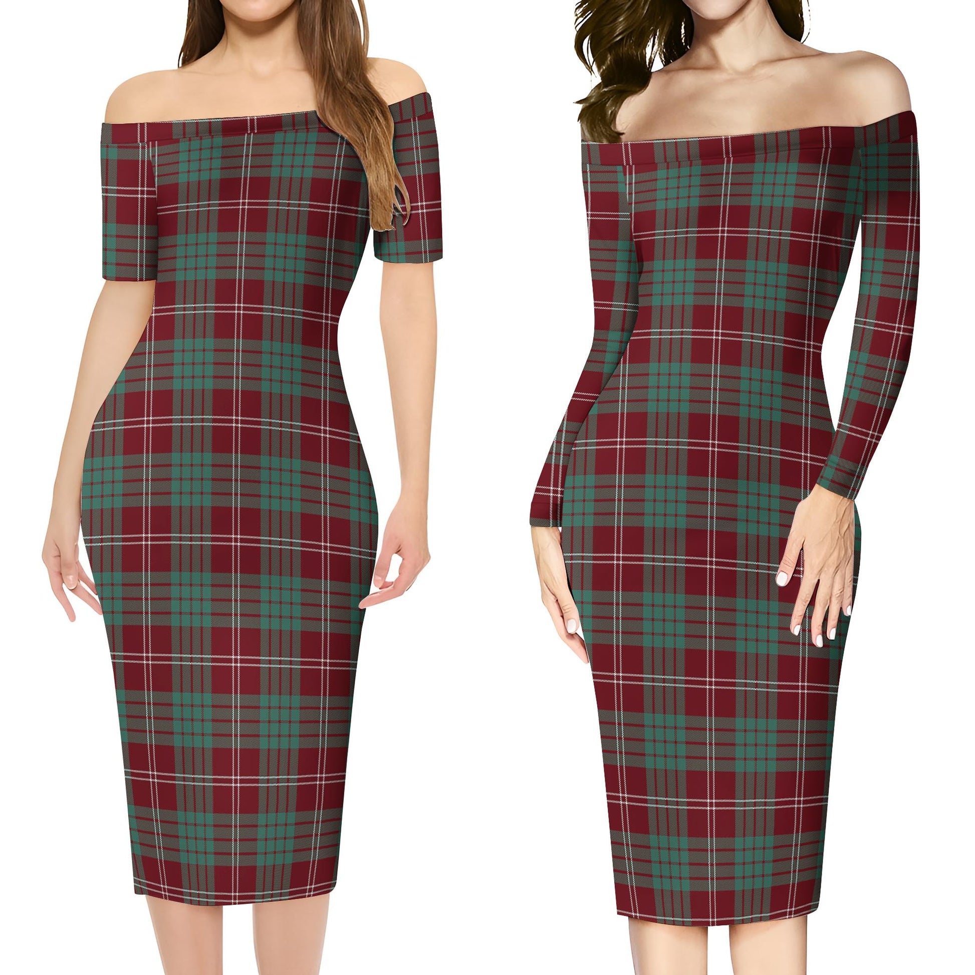 Crawford Modern Tartan Off Shoulder Lady Dress Women's Dress - Tartanvibesclothing