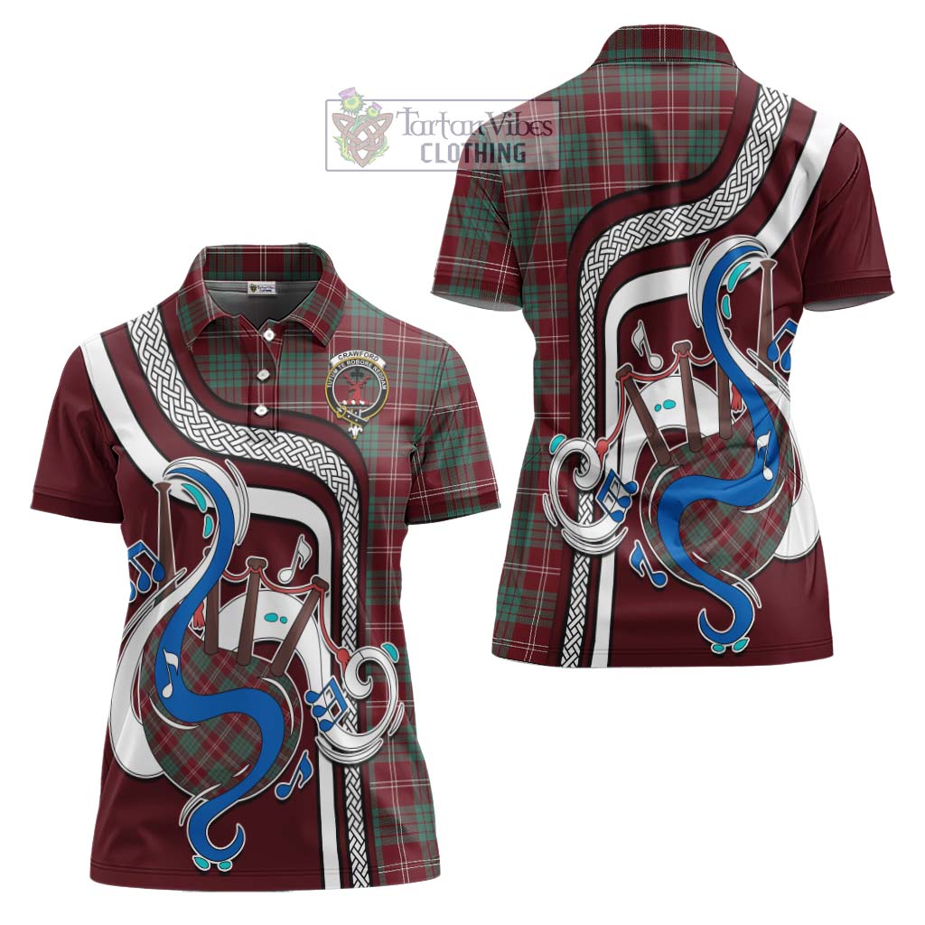 Tartan Vibes Clothing Crawford Modern Tartan Women's Polo Shirt with Epic Bagpipe Style