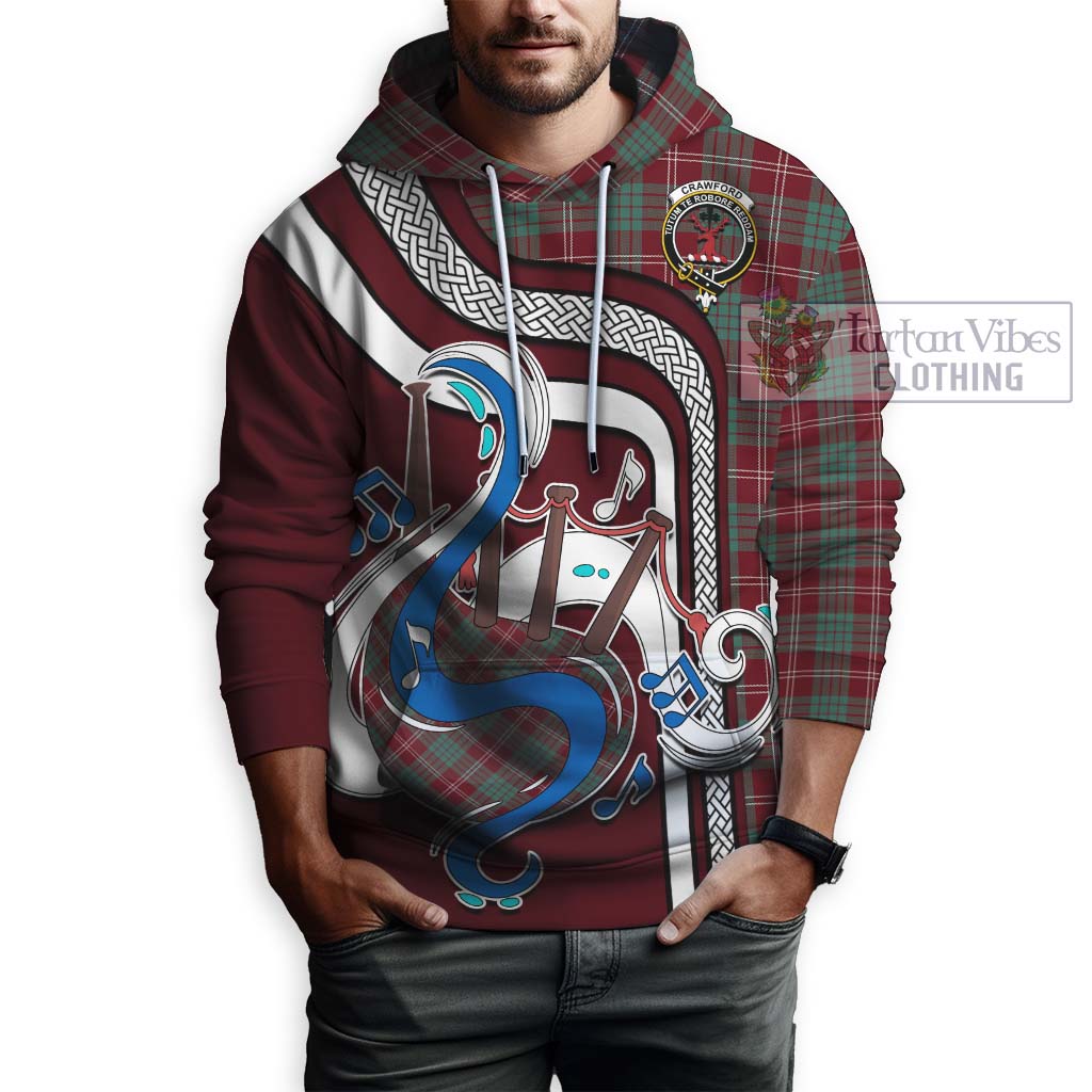 Tartan Vibes Clothing Crawford Modern Tartan Hoodie with Epic Bagpipe Style