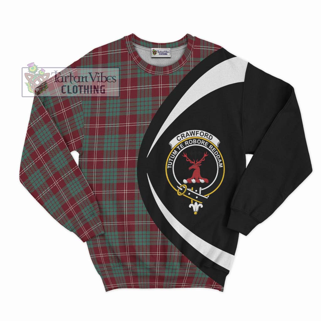 Tartan Vibes Clothing Crawford Modern Tartan Sweatshirt with Family Crest Circle Style