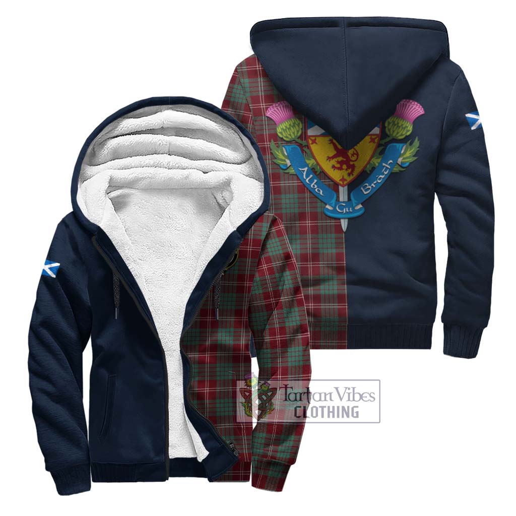 Tartan Vibes Clothing Crawford Modern Tartan Sherpa Hoodie with Scottish Lion Royal Arm Half Style