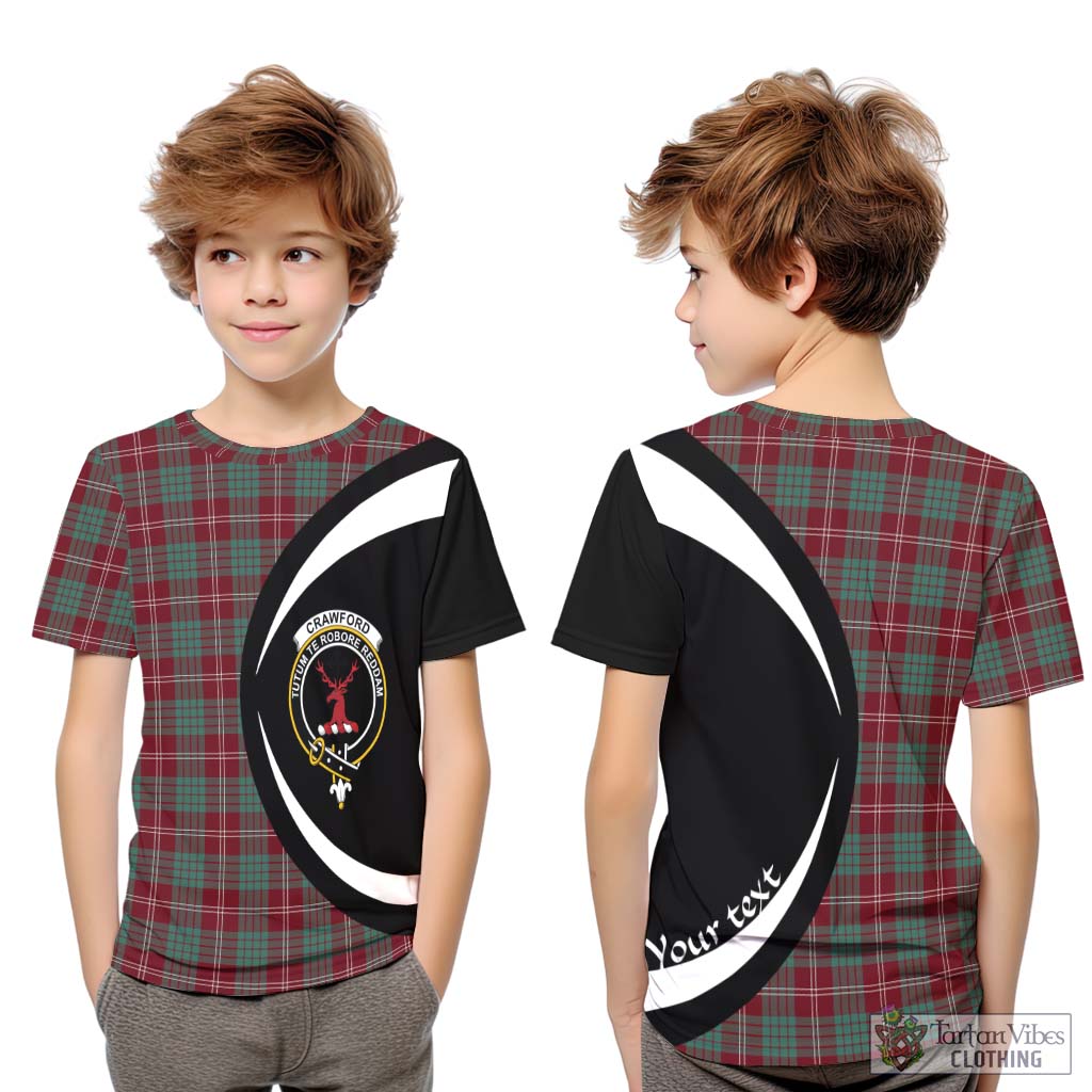 Tartan Vibes Clothing Crawford Modern Tartan Kid T-Shirt with Family Crest Circle Style