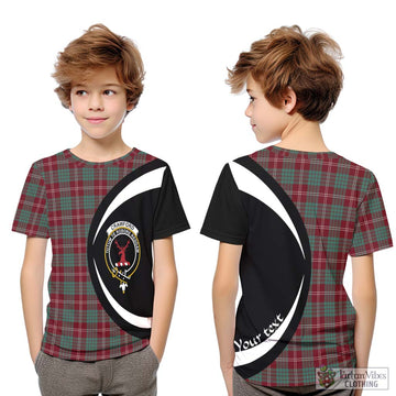 Crawford Modern Tartan Kid T-Shirt with Family Crest Circle Style