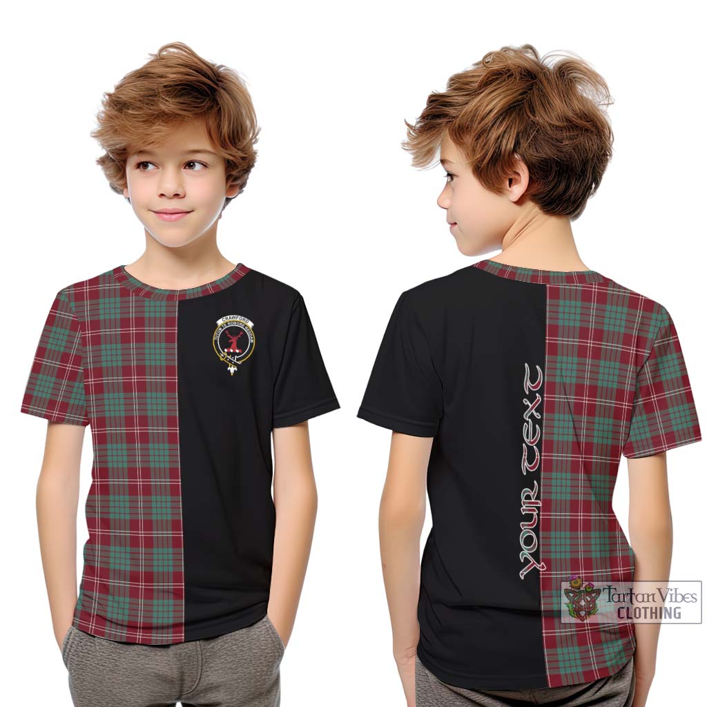 Tartan Vibes Clothing Crawford Modern Tartan Kid T-Shirt with Family Crest and Half Of Me Style