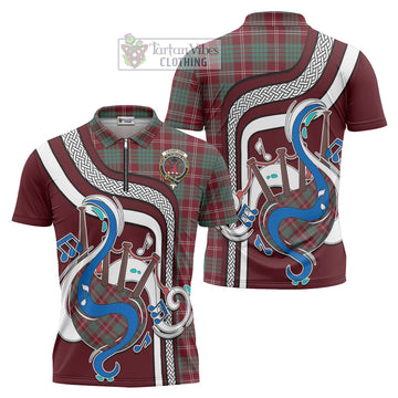 Crawford Modern Tartan Zipper Polo Shirt with Epic Bagpipe Style