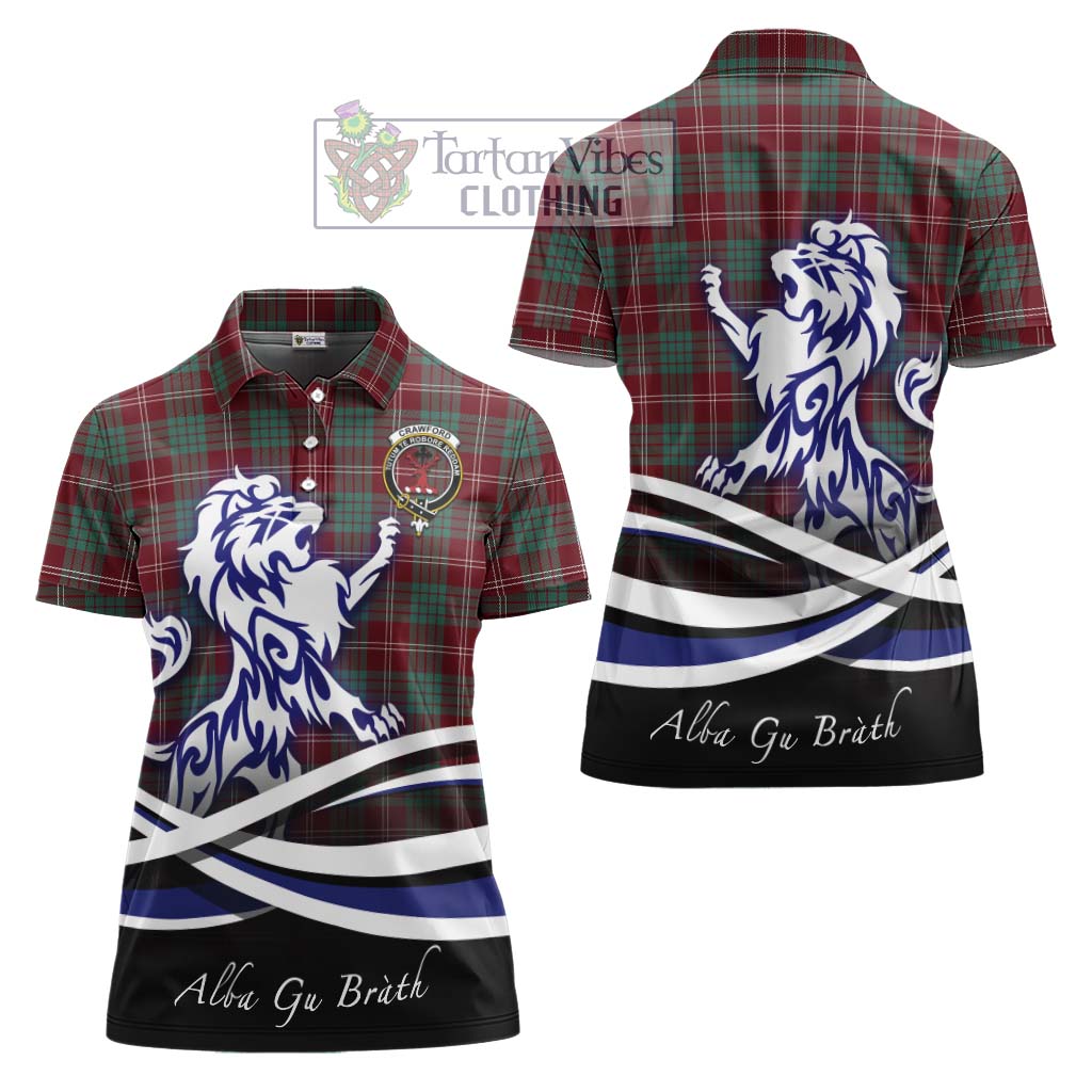 Tartan Vibes Clothing Crawford Modern Tartan Women's Polo Shirt with Alba Gu Brath Regal Lion Emblem