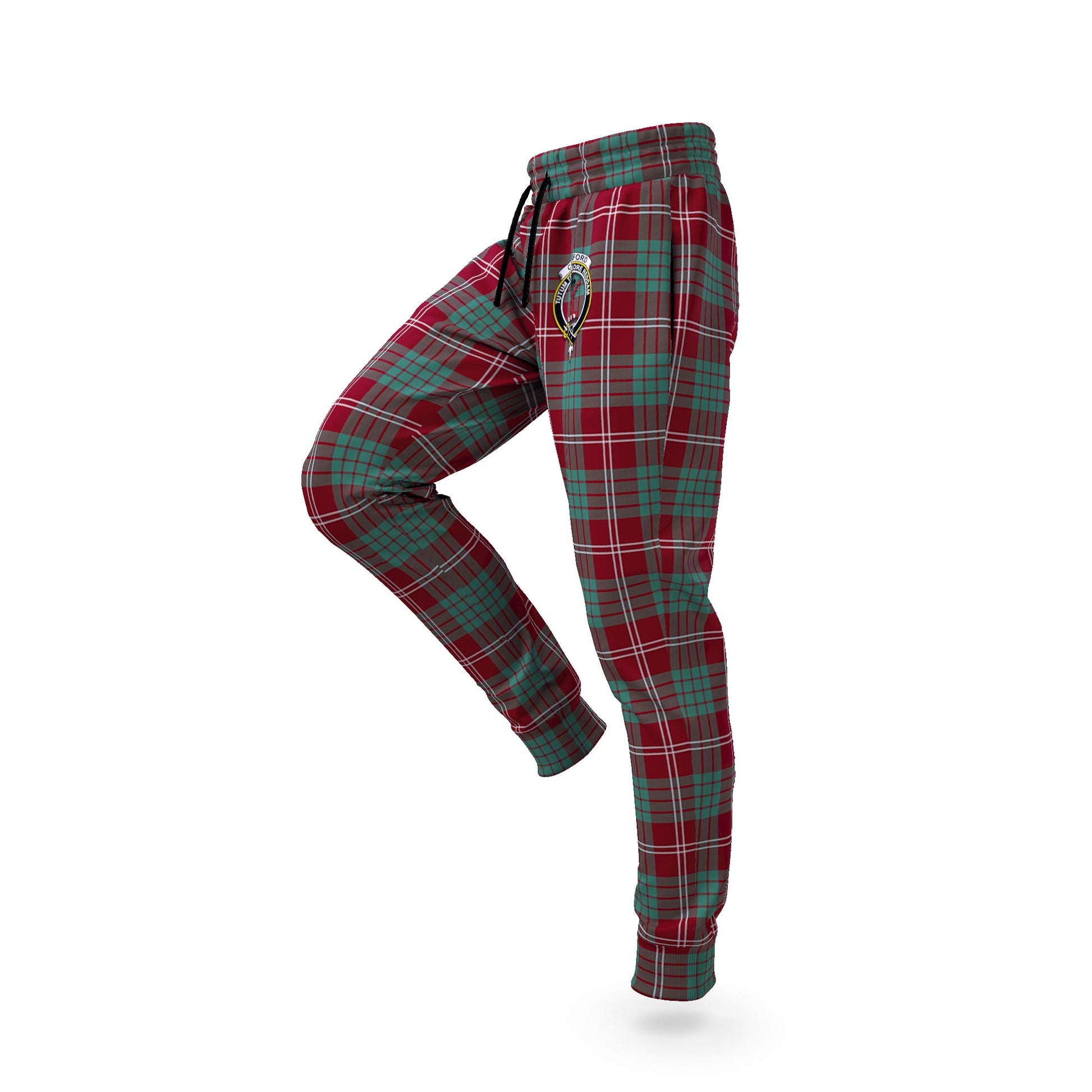 Crawford Modern Tartan Joggers Pants with Family Crest S - Tartan Vibes Clothing