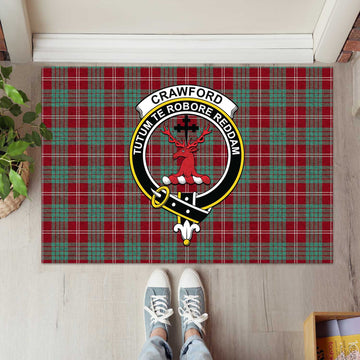 Crawford Modern Tartan Door Mat with Family Crest